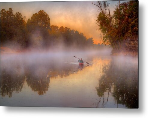 2013 Metal Print featuring the photograph Paddling in Mist by Robert Charity