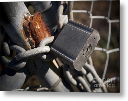 Background Metal Print featuring the photograph Padlock by THP Creative