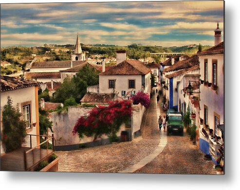 Little Town Metal Print featuring the photograph Painted postcard from Obidos by Aleksander Rotner