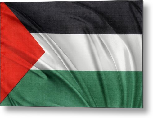 Abstract Metal Print featuring the photograph Palestine flag by Les Cunliffe