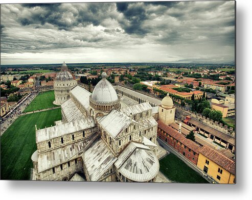 Scenics Metal Print featuring the photograph Panoramic Photo Of The Pisa Cathedral by Massimo Merlini
