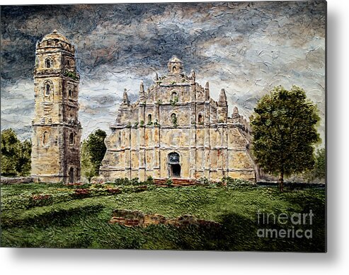 Paoay Metal Print featuring the painting Paoay Church by Joey Agbayani