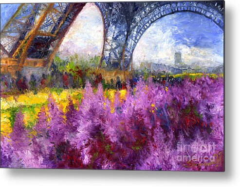 Oil Metal Print featuring the painting Paris Tour Eiffel 01 by Yuriy Shevchuk