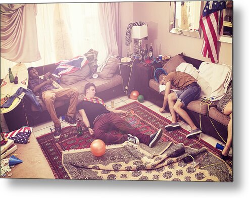 Young Men Metal Print featuring the photograph Passed out after the party by Yuri_Arcurs