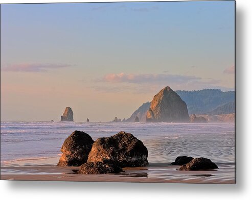 Haystack Rock Metal Print featuring the photograph Pastel Haystack Rock by Joseph Bowman