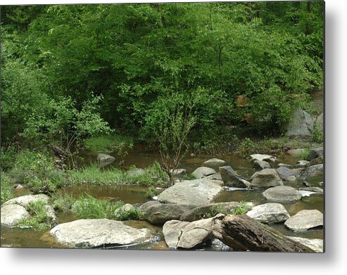 Pisgah Covered Bridge Metal Print featuring the photograph Peaceful afternoon on Little River by Angela Prandini