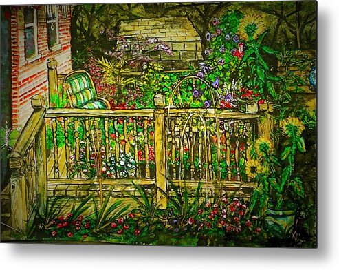 Garden Metal Print featuring the painting Peggy's Paradise by Alexandria Weaselwise Busen