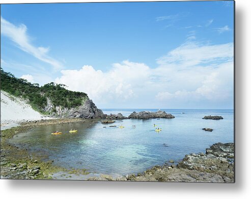 Adventure Metal Print featuring the photograph People Kayaking In Calm Cove Beach by Ippei Naoi