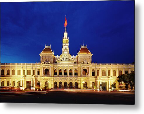 Ho Chi Minh City Metal Print featuring the photograph Peoples Committee Building At Night by Ultra.f
