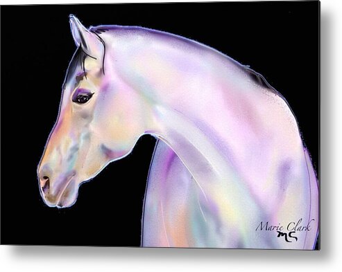 Horse Paintings/prints Metal Print featuring the painting Perlino Night by Marie Clark