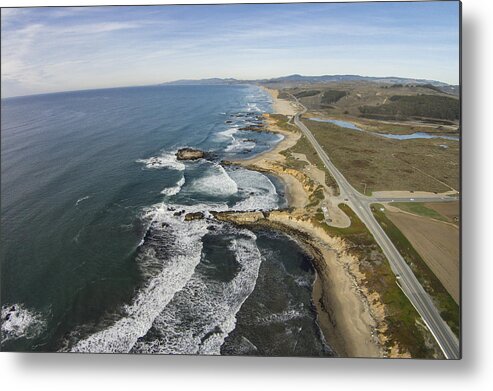 Above Metal Print featuring the photograph Pescadero Beach from above by David Levy