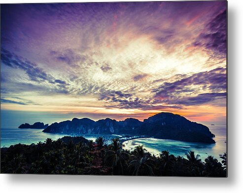 Tropical Rainforest Metal Print featuring the photograph Phi-phi Island At Twilight, Thailand by Moreiso