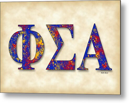 Phi Sigma Alpha Metal Print featuring the digital art Phi Sigma Alpha - Parchment by Stephen Younts
