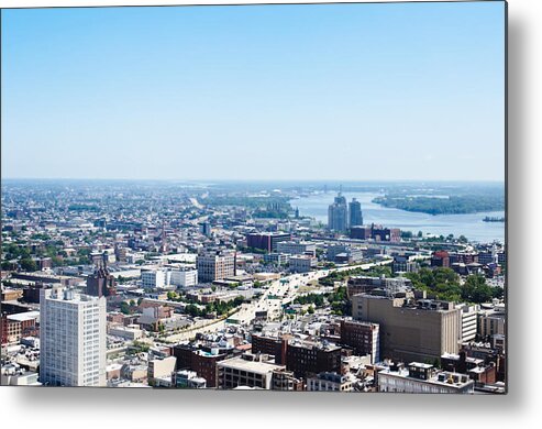 Panoramic Metal Print featuring the photograph Philadelphia Aerial View On Sunny Day by Franckreporter