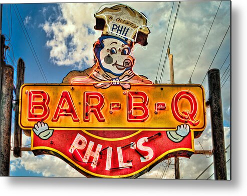 Barbeque Metal Print featuring the photograph Phils Barbeque by Robert FERD Frank