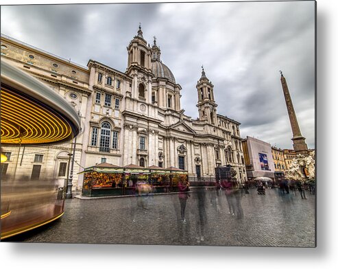 Architecture Metal Print featuring the photograph Piazza Navona Roma Italy by Giuseppe Milo