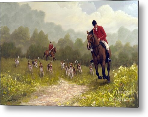 Horse Paintings Metal Print featuring the painting Picking up the scent by John Silver