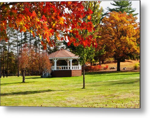 Autumn Metal Print featuring the photograph Picturesque Gazebo in the Town of Orange by Mitchell R Grosky