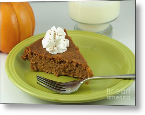 Baked Metal Print featuring the photograph Piece of Pumpkin Pie by Juli Scalzi