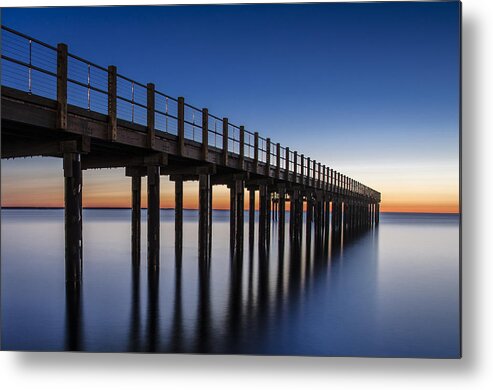 Martha's Vineyard Metal Print featuring the photograph Pier in Blue by Steve Myrick