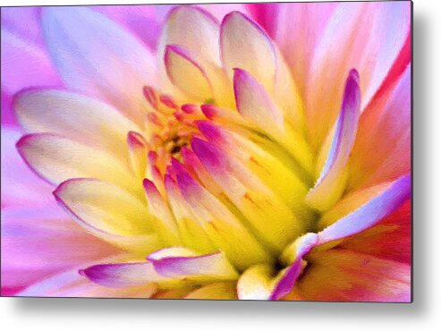 Flower Metal Print featuring the painting Pink and White Water Lily by Dean Wittle
