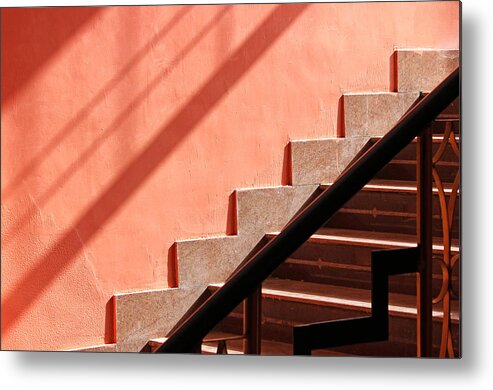 Less Is More Metal Print featuring the photograph Pink Staircase by Prakash Ghai