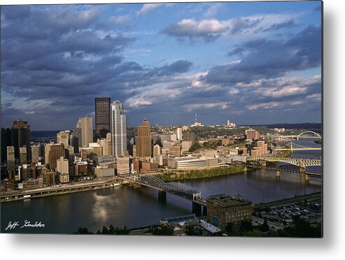 Architecture Metal Print featuring the photograph Pittsburgh Skyline at Dusk by Jeff Goulden