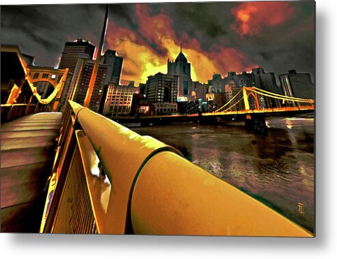 Pittsburgh Skyline Metal Print featuring the painting Pittsburgh Skyline by Fli Art