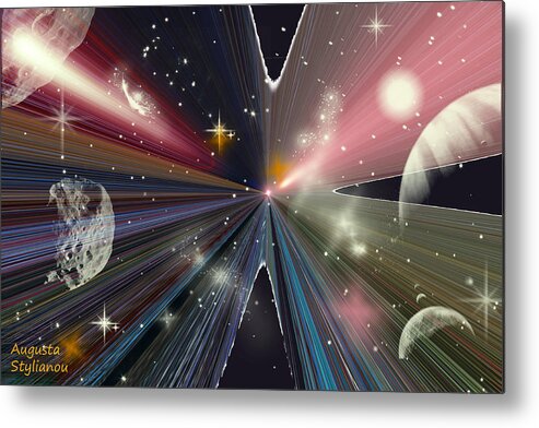 Augusta Stylianou Metal Print featuring the digital art Planets Dancing by Augusta Stylianou