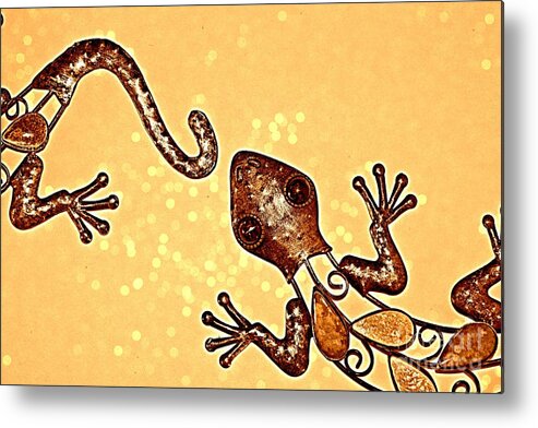 Gecko Metal Print featuring the photograph Playful Geckos by Clare Bevan