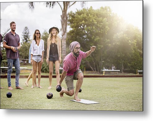 Hipster Metal Print featuring the photograph Playing Lawn Bowling by Xavierarnau