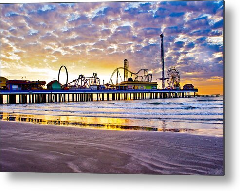  Metal Print featuring the photograph Pleasure Pier at Dawn by John Collins
