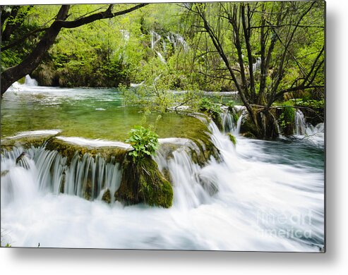 Beauty In Nature Metal Print featuring the photograph Plitivice Lakes Cascade by Oscar Gutierrez