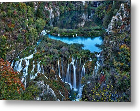 Croatia Metal Print featuring the photograph Plitvice Lakes and Waterfalls - Croatia by Stuart Litoff