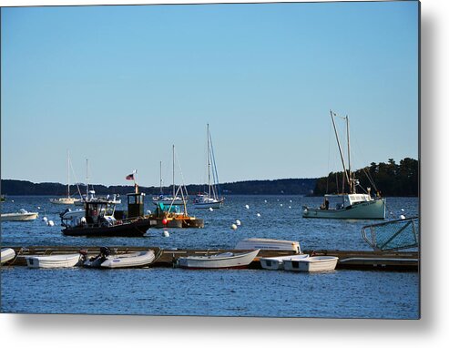 Police Metal Print featuring the photograph Police Launch in Harbor Portland Maine by Maureen E Ritter