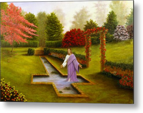 Landscape Metal Print featuring the painting Pool of Forgiveness by Rick Fitzsimons