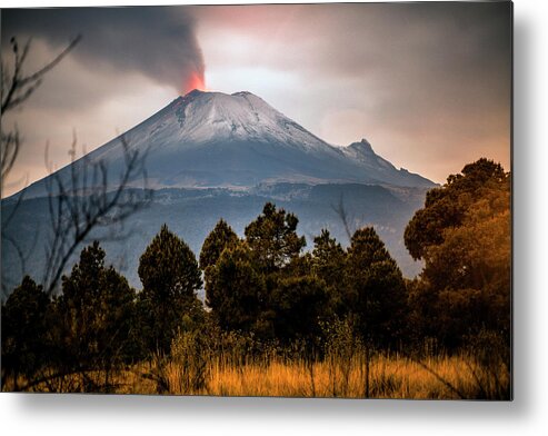 Snow Metal Print featuring the photograph Popocatepetl Volcano From Puebla State by ©fitopardo.com
