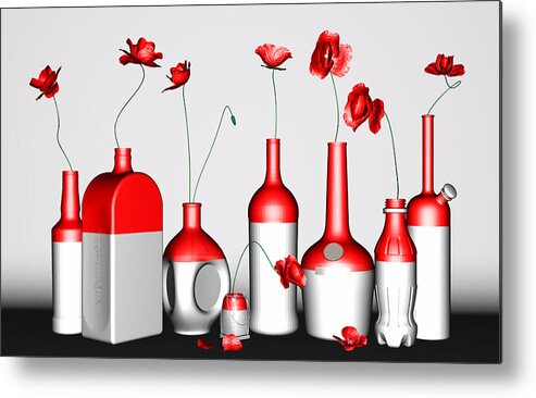 Poppy Metal Print featuring the digital art Poppies by Andrei SKY