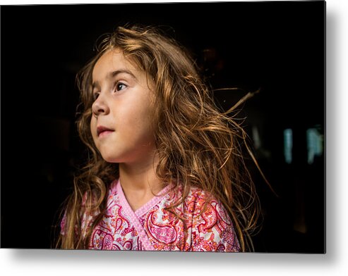 Child Metal Print featuring the photograph Portrait of a young girl. by Fran Polito