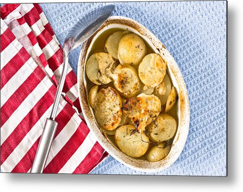 Baked Metal Print featuring the photograph Potato dish by Tom Gowanlock