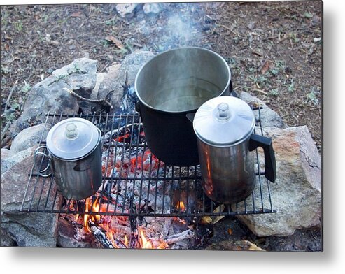 Pot Metal Print featuring the photograph Pots On A Camp Fire by Jim West