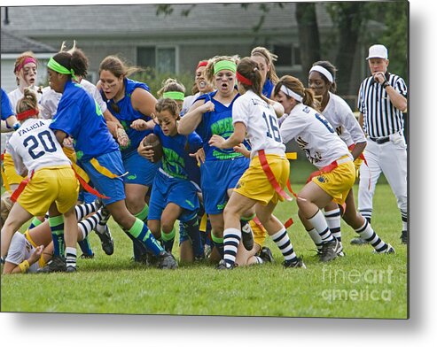 Sports Metal Print featuring the photograph Powderpuff Footbal by Jim West