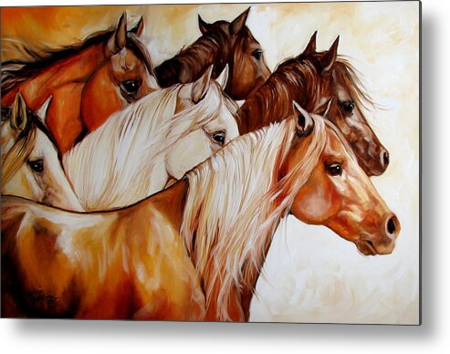 Horse Metal Print featuring the painting POWER of SIX by Marcia Baldwin