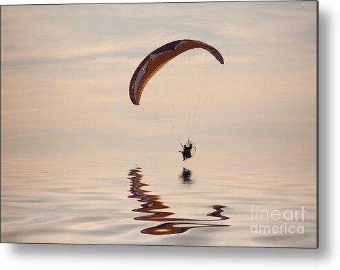 Paramotoring Metal Print featuring the photograph Powered paraglider by John Edwards