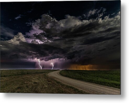 Landscape Metal Print featuring the photograph Prairie Lightning by Christian Skilbeck