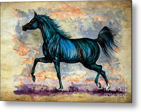Horse Metal Print featuring the painting Psychedelic Blue by Ang El