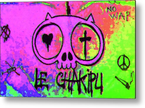 Cat Metal Print featuring the mixed media Psychedelic Cat by Manik Designs