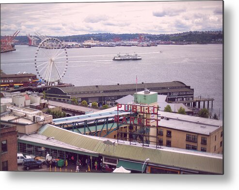 Seattle Washingtion Metal Print featuring the digital art Public Market Seattle by Susan Stone