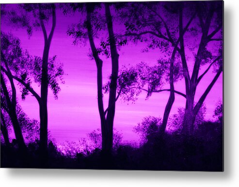 Sunset Metal Print featuring the painting Purple Sunset by Alma Yamazaki