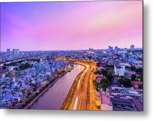 Ho Chi Minh City Metal Print featuring the photograph Purple Sunset Of Ho Chi Minh City by Phung Huynh Vu Qui